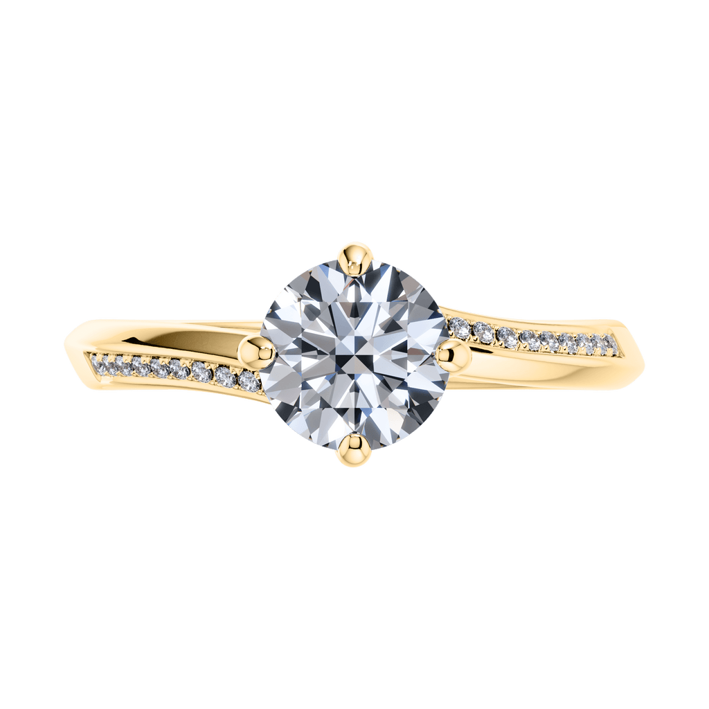 4 Claw Round Brilliant 18ct Yellow Gold Twist  Engagement Ring Mount