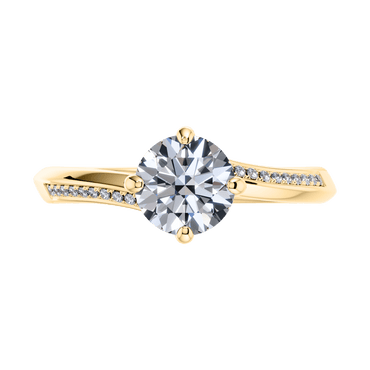 4 Claw Round Brilliant 18ct Yellow Gold twist Engagement Ring