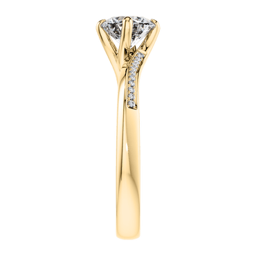 4 Claw Round Brilliant 18ct Yellow Gold twist Engagement Ring