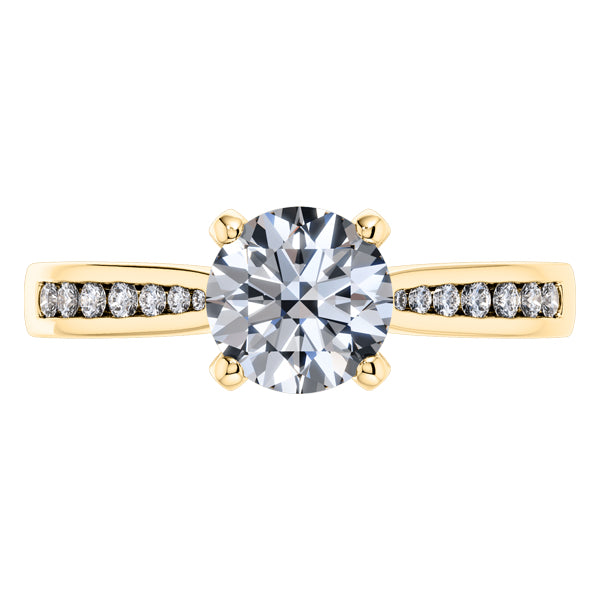 Detailed 4 Claw Round Brilliant Diamond Engagement Ring in 18ct Yellow Gold