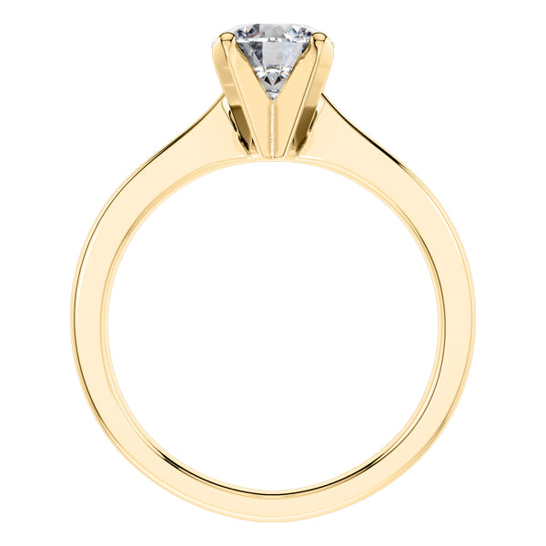 Detailed 4 Claw Round Brilliant Diamond Engagement Ring in 18ct Yellow Gold