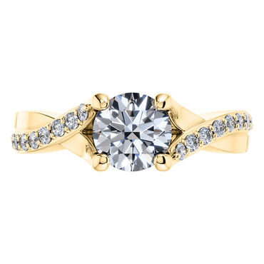 Round Brilliant 4 claw Yellow Gold Diamond Engagement Ring.