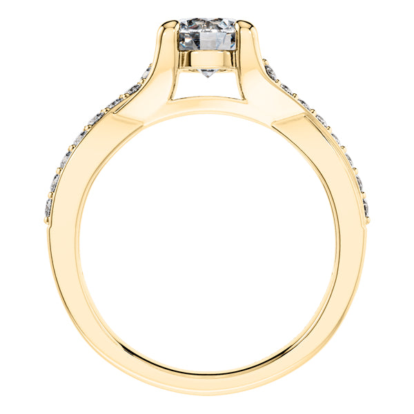 Round Brilliant 4 claw Yellow Gold Diamond Engagement Ring.