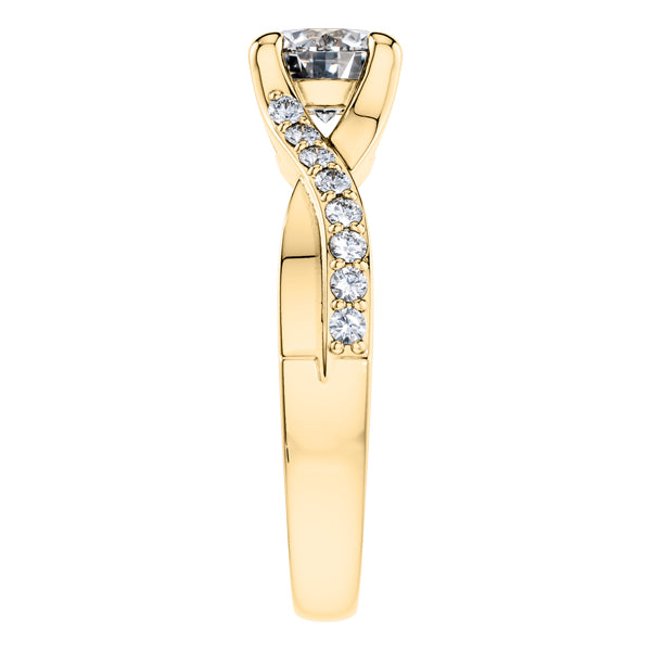 Round Brilliant 4 claw Yellow Gold Diamond Engagement Ring.