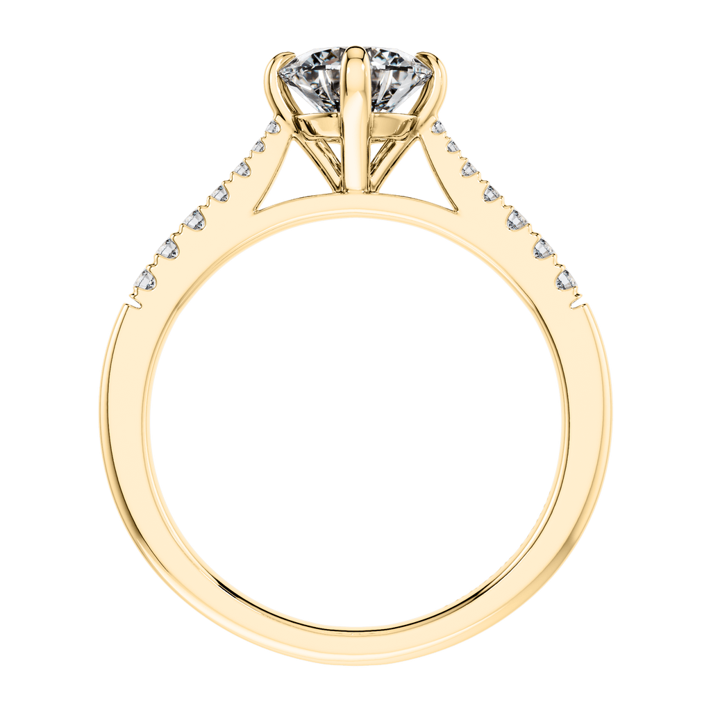 18ct Yellow Gold Round Brilliant 4 Claw Engagement Ring Mount.