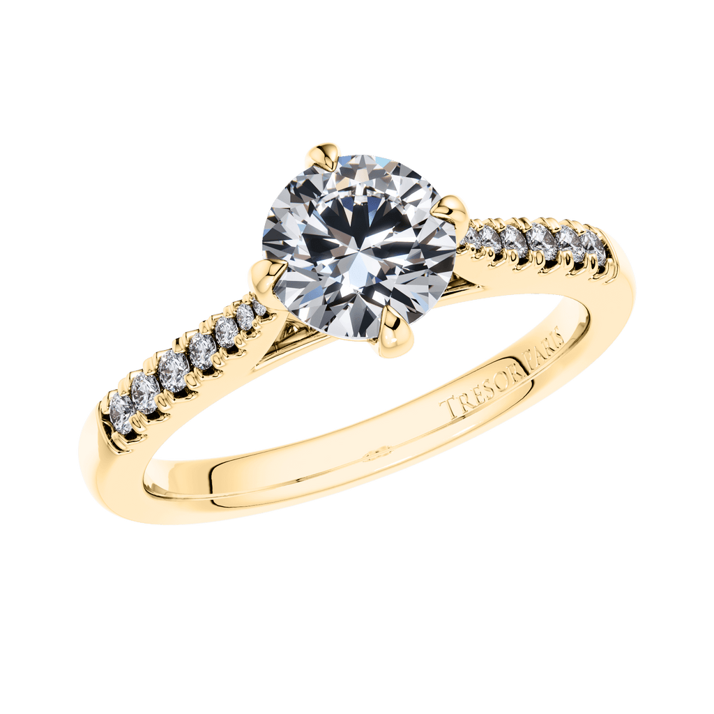 18ct Yellow Gold Round Brilliant 4 Claw Engagement Ring Mount.