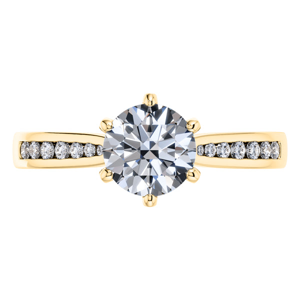 6 Claw Delicate Round Brilliant Diamond Engagement Ring in 18ct Yellow Gold