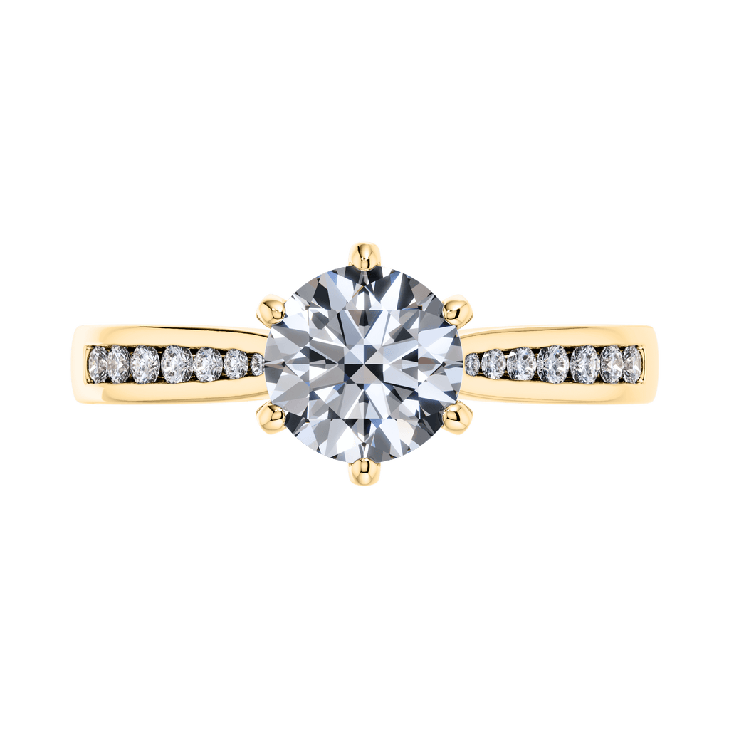 6 Claw Delicate Round Brilliant Diamond Engagement Ring Mount in 18ct Yellow Gold