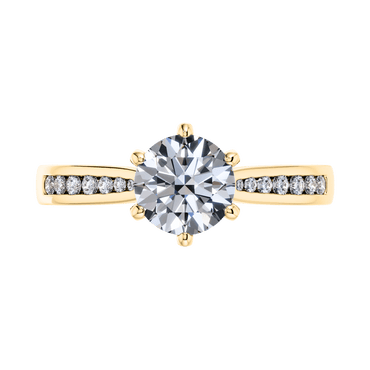 6 Claw Delicate Round Brilliant Diamond Engagement Ring Mount in 18ct Yellow Gold
