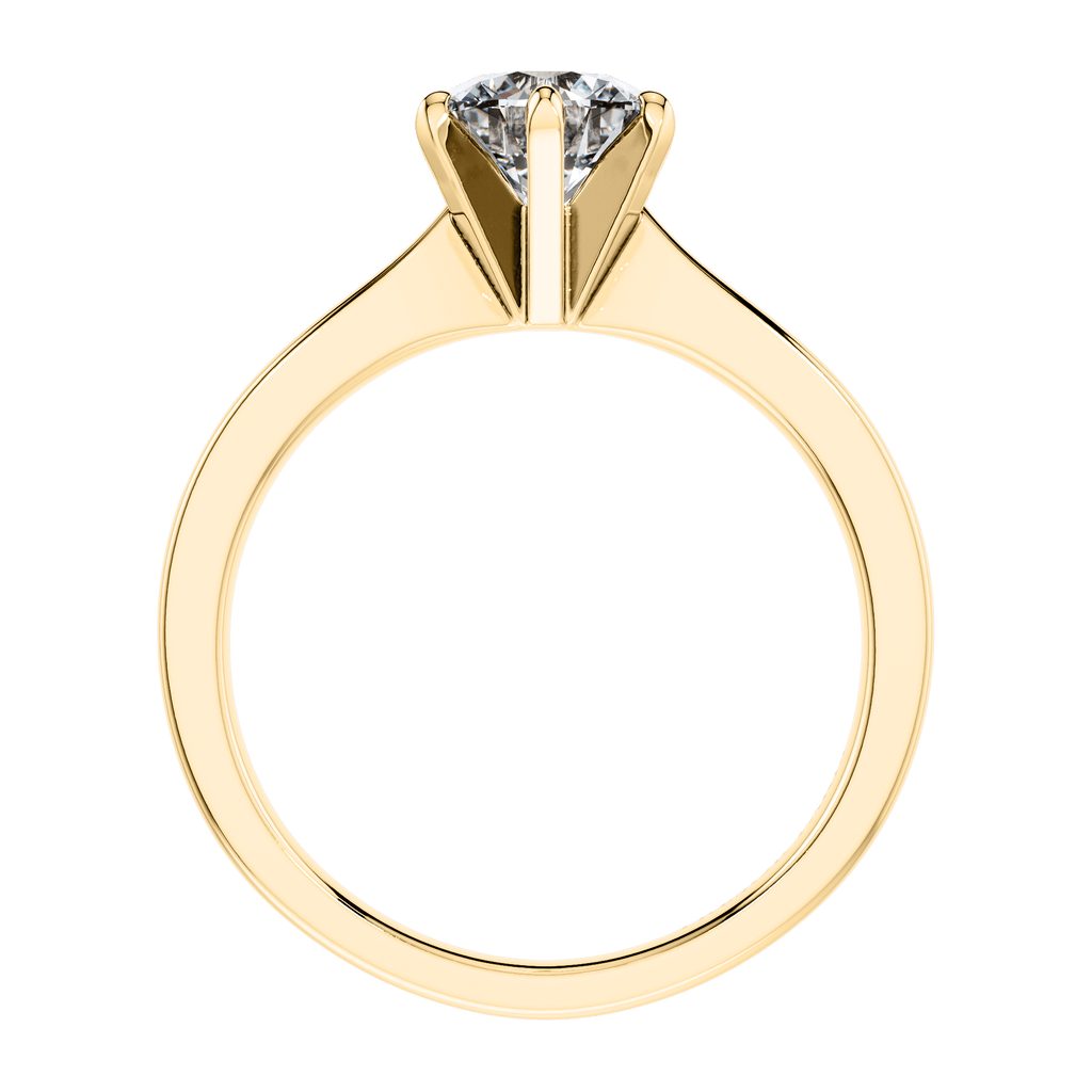 6 Claw Delicate Round Brilliant Diamond Engagement Ring Mount in 18ct Yellow Gold