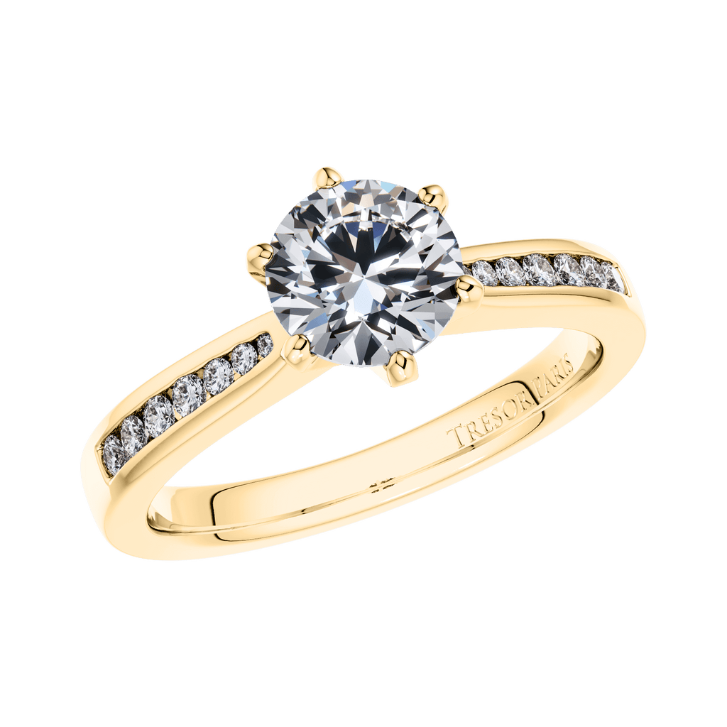 6 Claw Delicate Round Brilliant Diamond Engagement Ring Mount in 18ct Yellow Gold