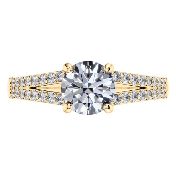 Elegant Round Brilliant Yellow Gold 18ct Diamond Engagement Ring.