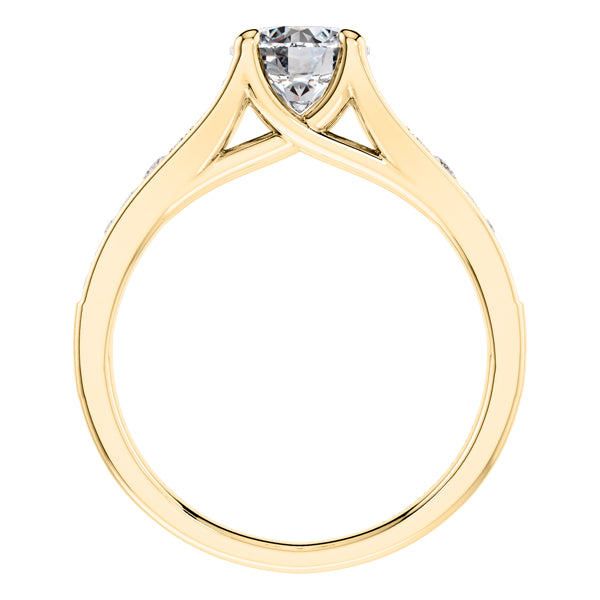 Graceful Round Brilliant 18ct Yellow Gold 4 Claw Diamond Engagement Ring.