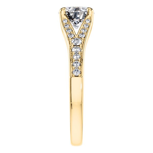 Graceful Round Brilliant 18ct Yellow Gold 4 Claw Diamond Engagement Ring.