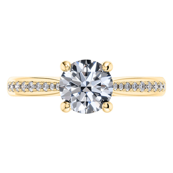 4 Claw 18ct Yellow Gold Round Brilliant Diamond Engagement Ring.