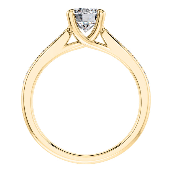 4 Claw 18ct Yellow Gold Round Brilliant Diamond Engagement Ring.