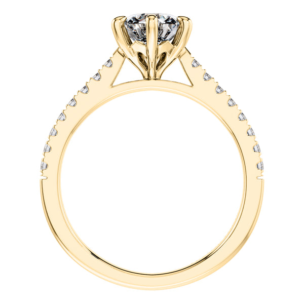 Elegant 18ct Yellow Gold Diamond Engagement Ring With 6 Claws.