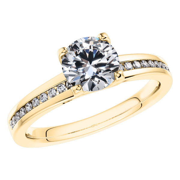 Timeless 4 Claw Round Brilliant Engagement Ring Made in 18ct Yellow Gold