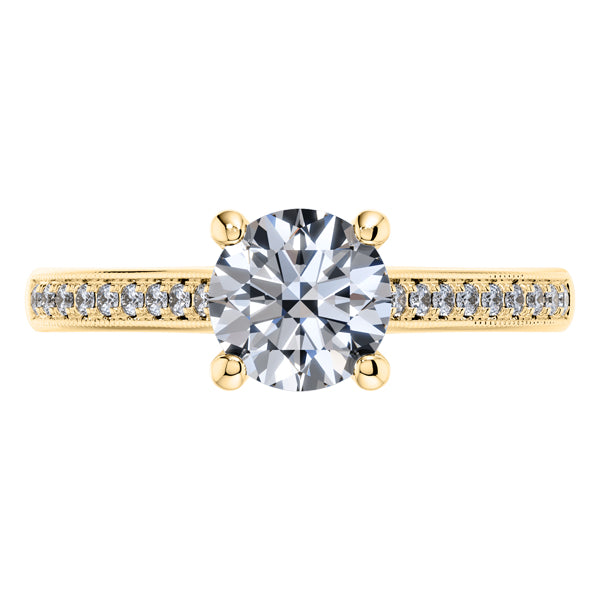 18ct Yellow Gold Round Brilliant Diamond Engagement Ring.