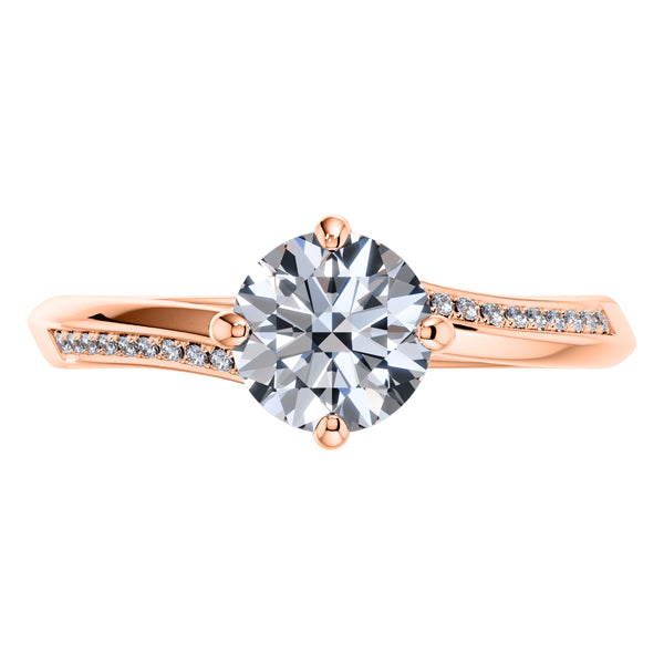 4 Claw Round Brilliant 18ct Rose Gold twist Engagement Ring