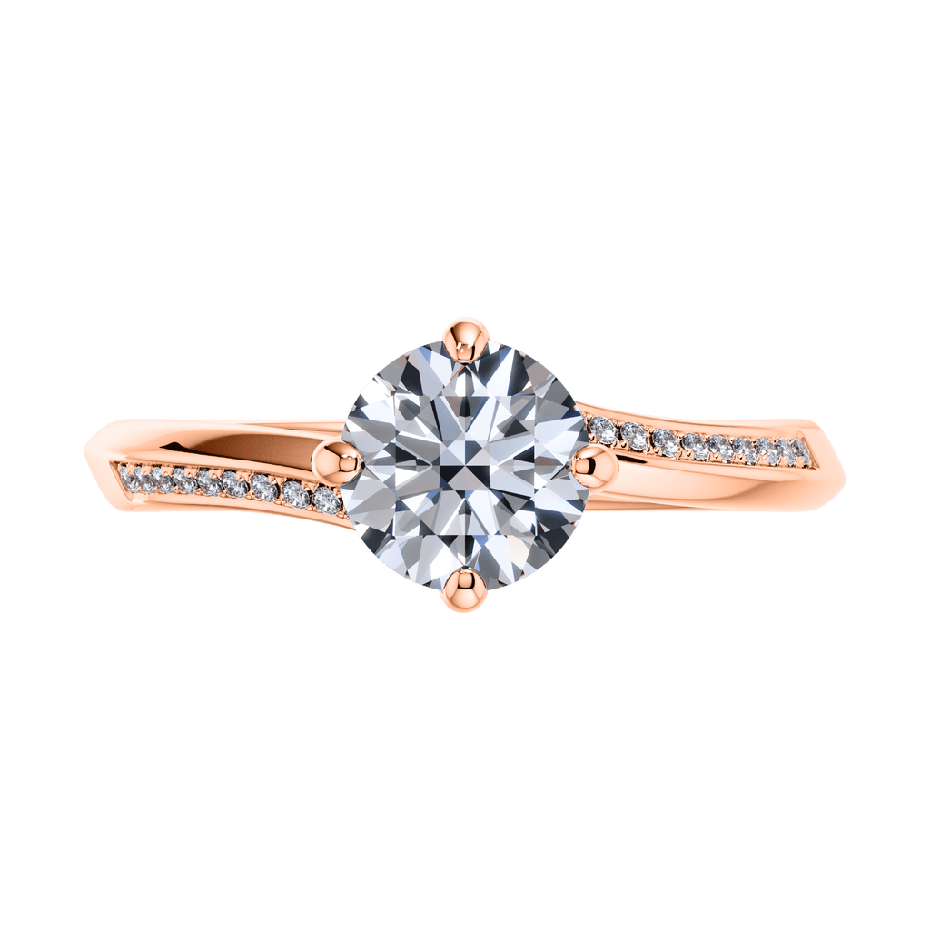 4 Claw Round Brilliant 18ct Rose Gold Twist  Engagement Ring Mount