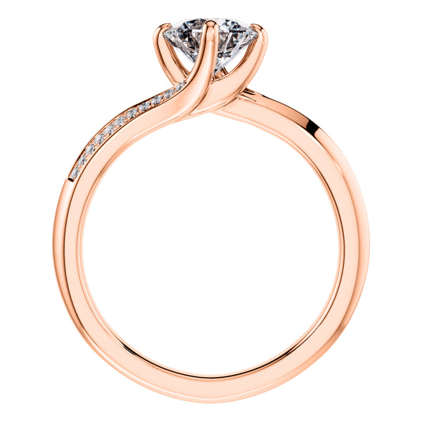 4 Claw Round Brilliant 18ct Rose Gold twist Engagement Ring