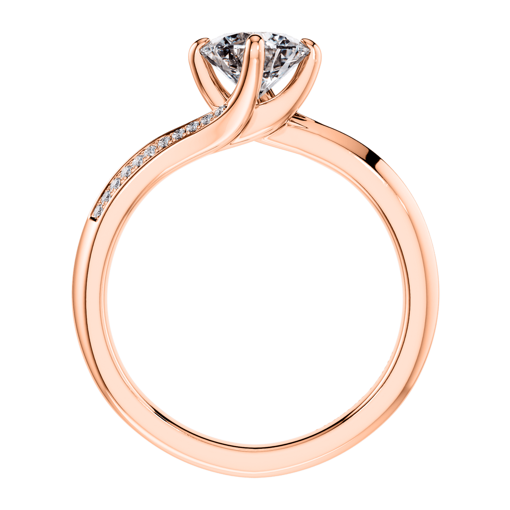 4 Claw Round Brilliant 18ct Rose Gold Twist  Engagement Ring Mount