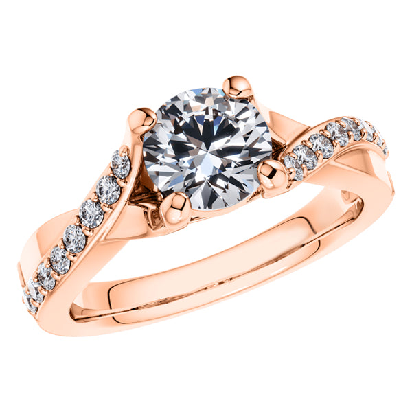 Round Brilliant 4 claw Rose Gold Diamond Engagement Ring.