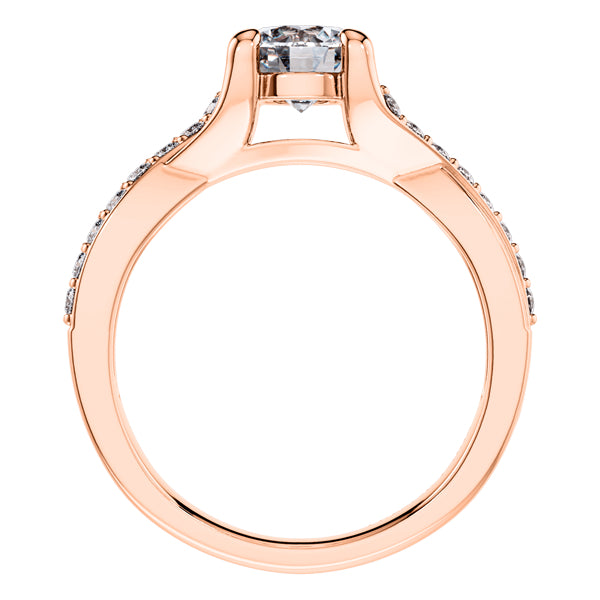 Round Brilliant 4 claw Rose Gold Diamond Engagement Ring.