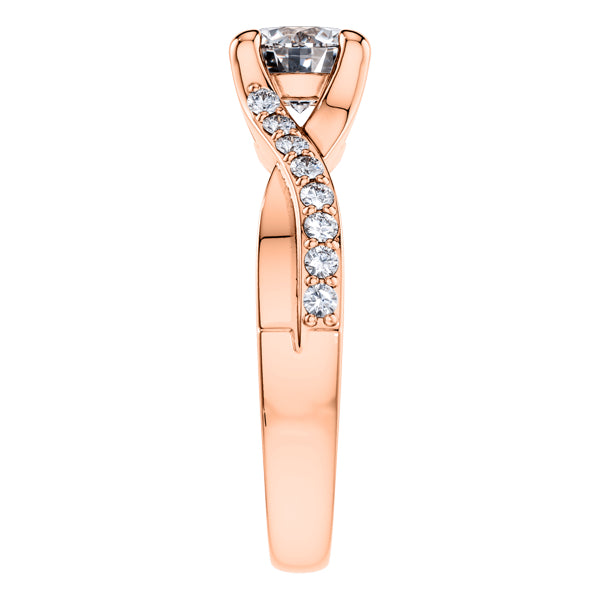 Round Brilliant 4 claw Rose Gold Diamond Engagement Ring.