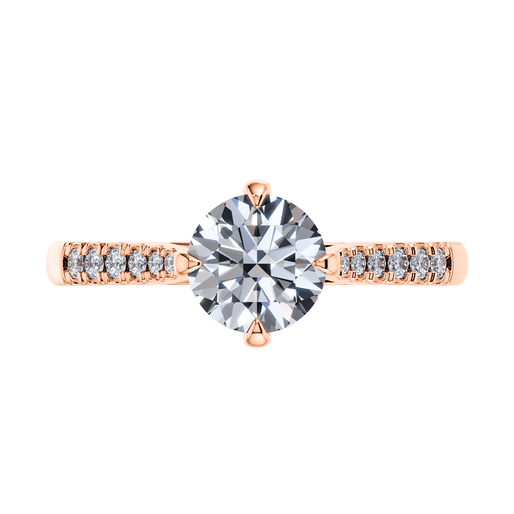 18ct Rose Gold Round Brilliant 4 Claw Engagement Ring Mount.