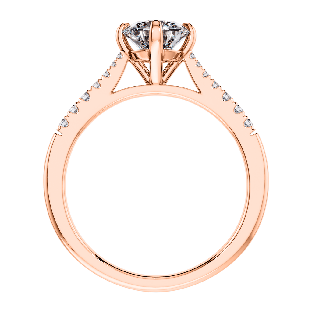 18ct Rose Gold Round Brilliant 4 Claw Engagement Ring Mount.