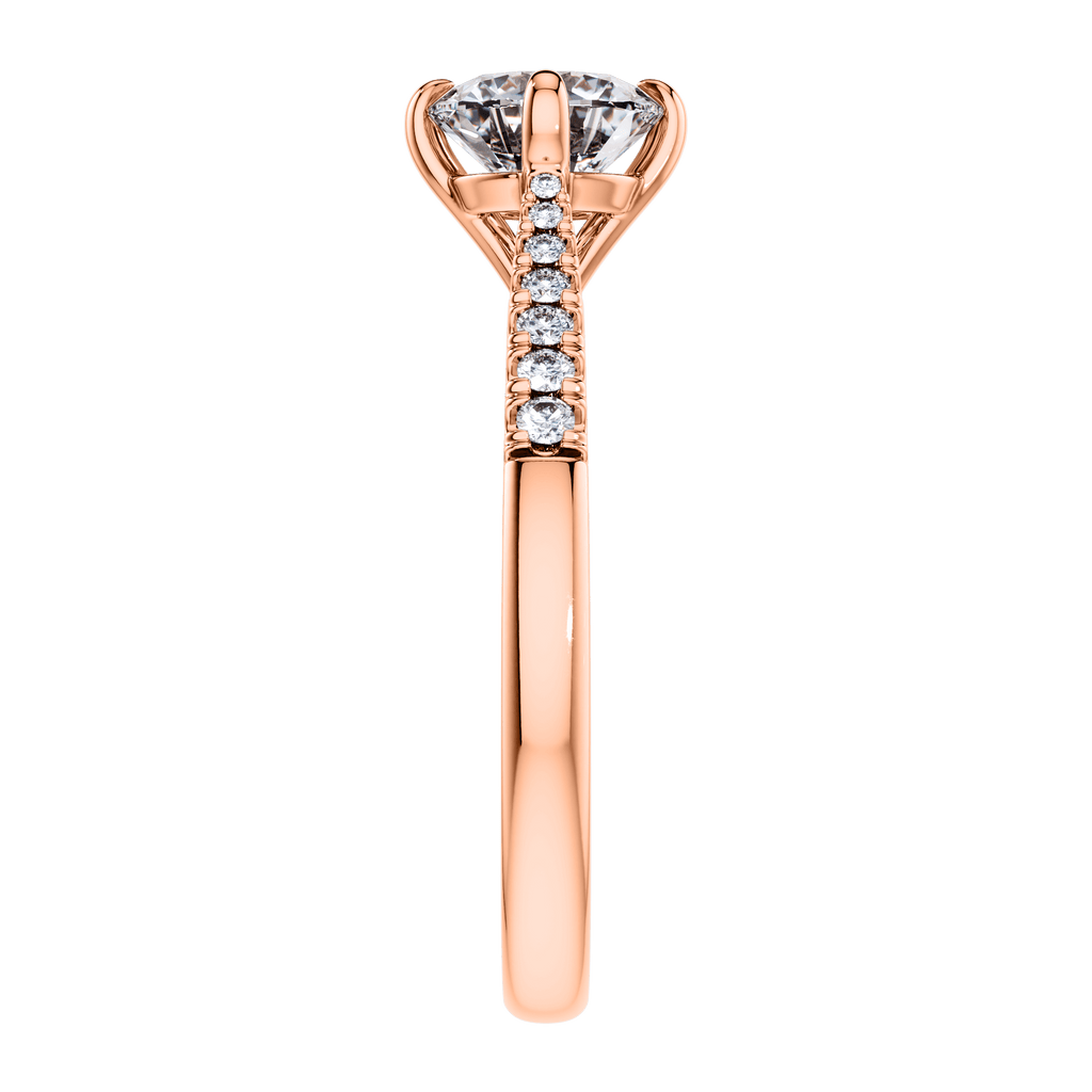 18ct Rose Gold Round Brilliant 4 Claw Engagement Ring Mount.