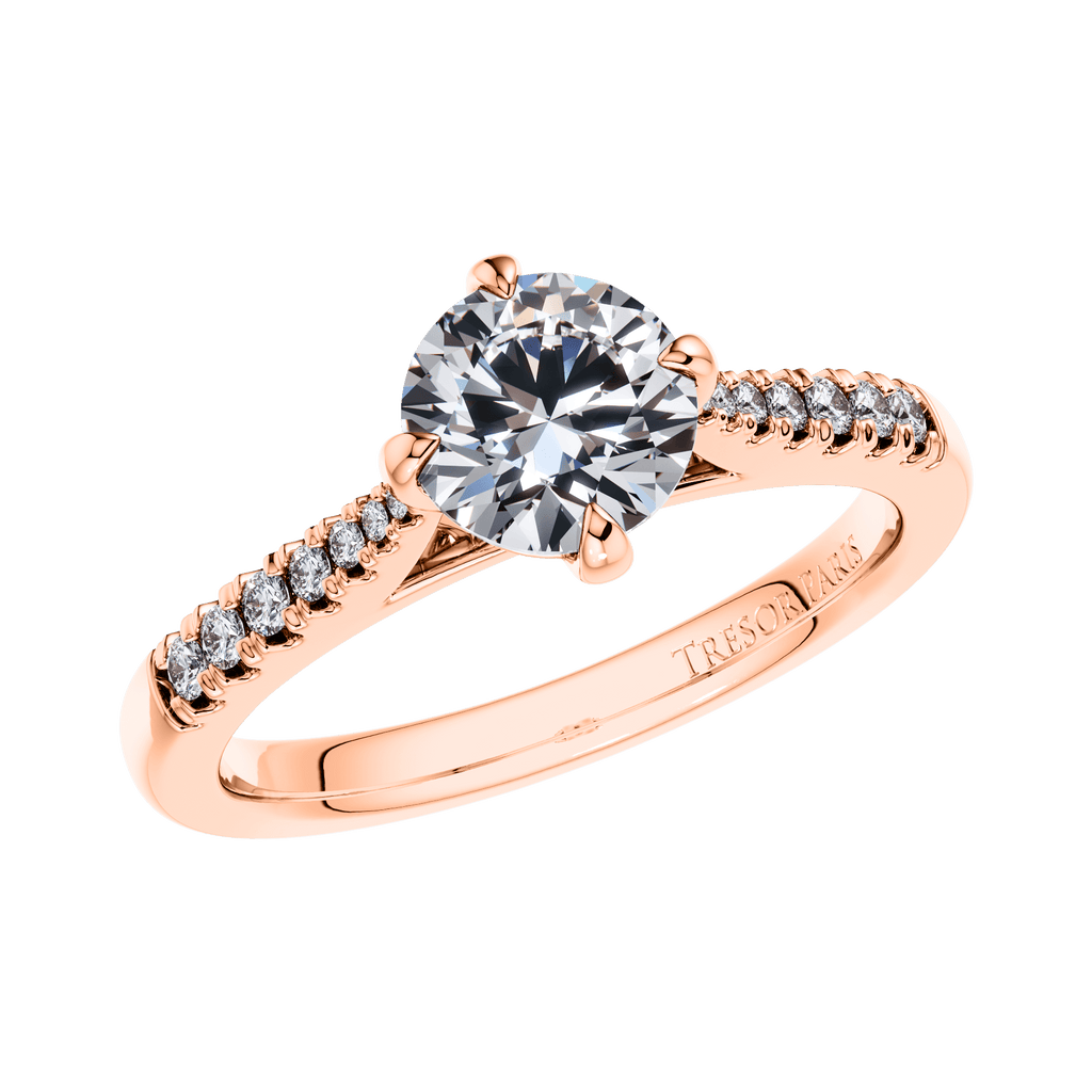 18ct Rose Gold Round Brilliant 4 Claw Engagement Ring Mount.