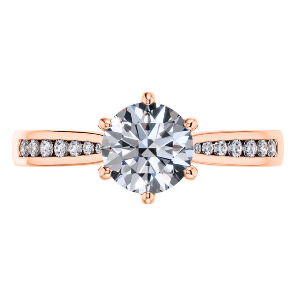 6 Claw Delicate Round Brilliant Diamond Engagement Ring in 18ct Rose Gold