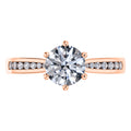 6 Claw Delicate Round Brilliant Diamond Engagement Ring in 18ct Rose Gold