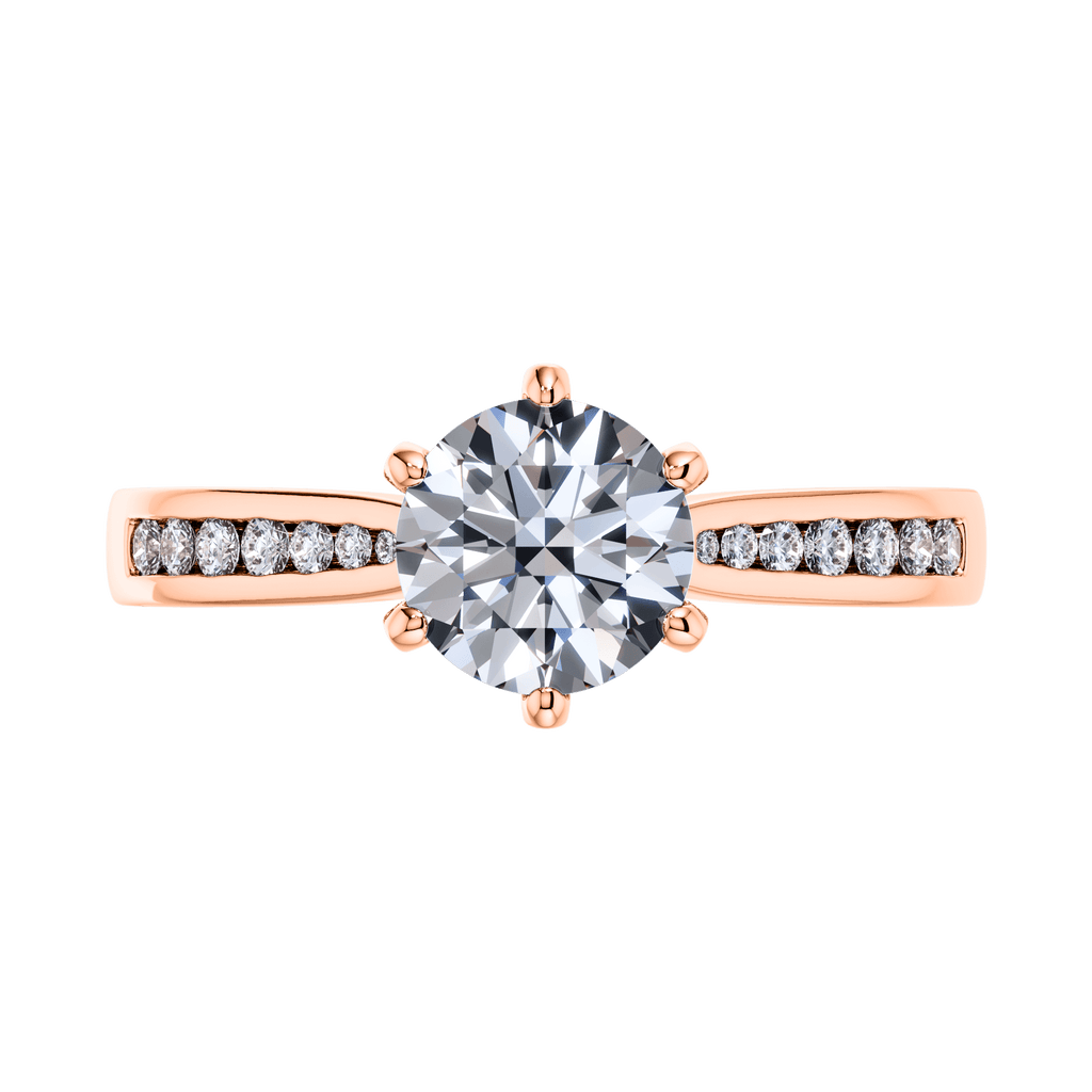 6 Claw Delicate Round Brilliant Diamond Engagement Ring Mount in 18ct Rose Gold