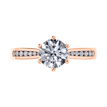 6 Claw Delicate Round Brilliant Diamond Engagement Ring Mount in 18ct Rose Gold