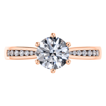 6 Claw Delicate Round Brilliant Diamond Engagement Ring in 18ct Rose Gold