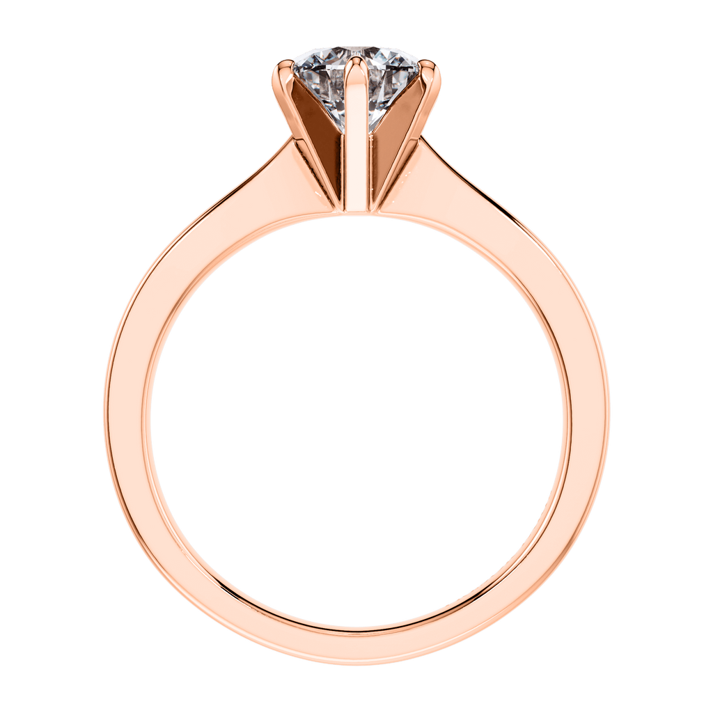 6 Claw Delicate Round Brilliant Diamond Engagement Ring Mount in 18ct Rose Gold