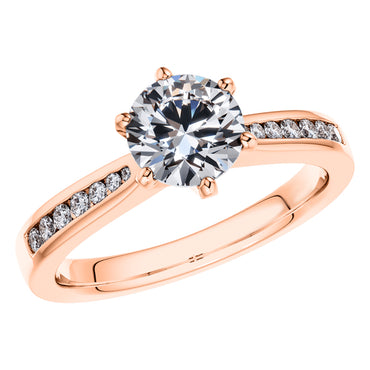 6 Claw Delicate Round Brilliant Diamond Engagement Ring in 18ct Rose Gold