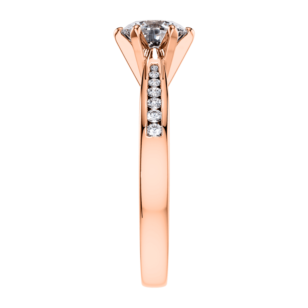 6 Claw Delicate Round Brilliant Diamond Engagement Ring Mount in 18ct Rose Gold