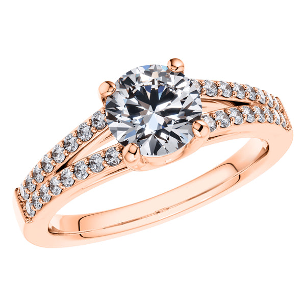 Elegant Round Brilliant Rose Gold 18ct Diamond Engagement Ring.