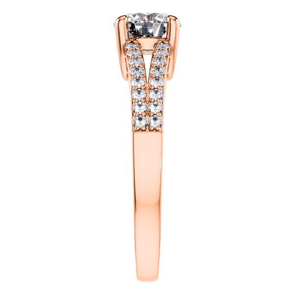 Elegant Round Brilliant Rose Gold 18ct Diamond Engagement Ring.