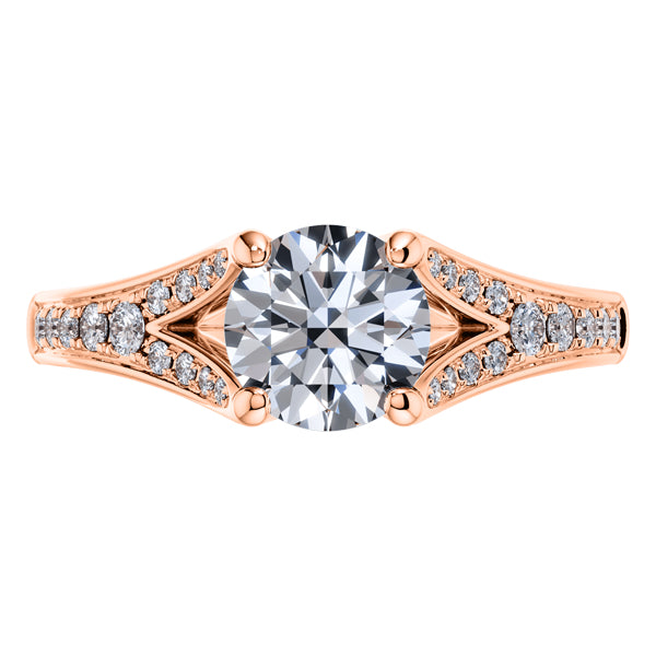 Graceful Round Brilliant 18ct Rose Gold 4 Claw Diamond Engagement Ring.