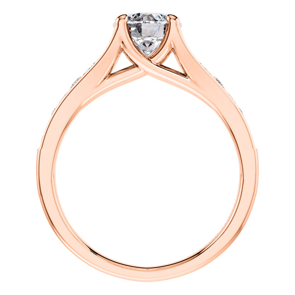 Graceful Round Brilliant 18ct Rose Gold 4 Claw Diamond Engagement Ring.