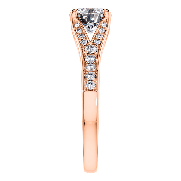 Graceful Round Brilliant 18ct Rose Gold 4 Claw Diamond Engagement Ring.