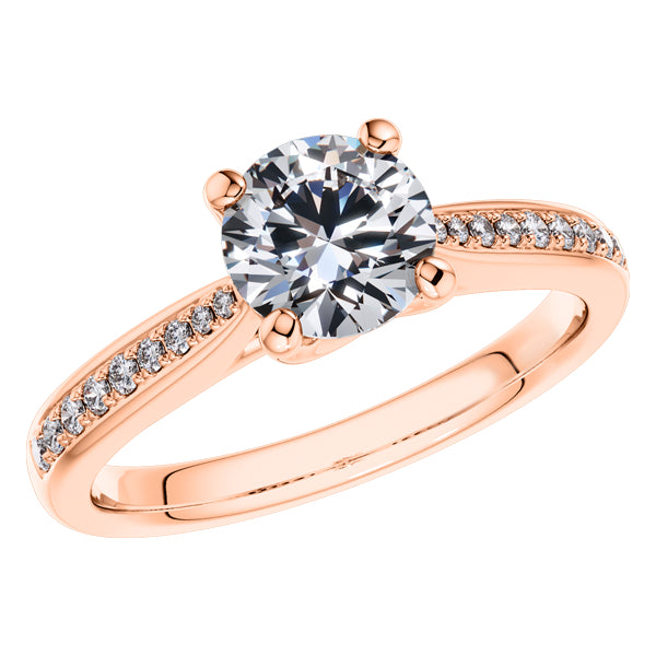 4 Claw 18ct Rose Gold Round Brilliant Diamond Engagement Ring.