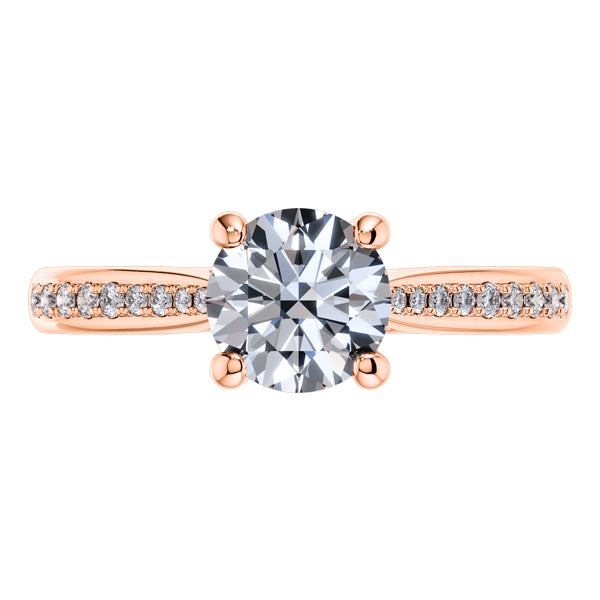 4 Claw 18ct Rose Gold Round Brilliant Diamond Engagement Ring.