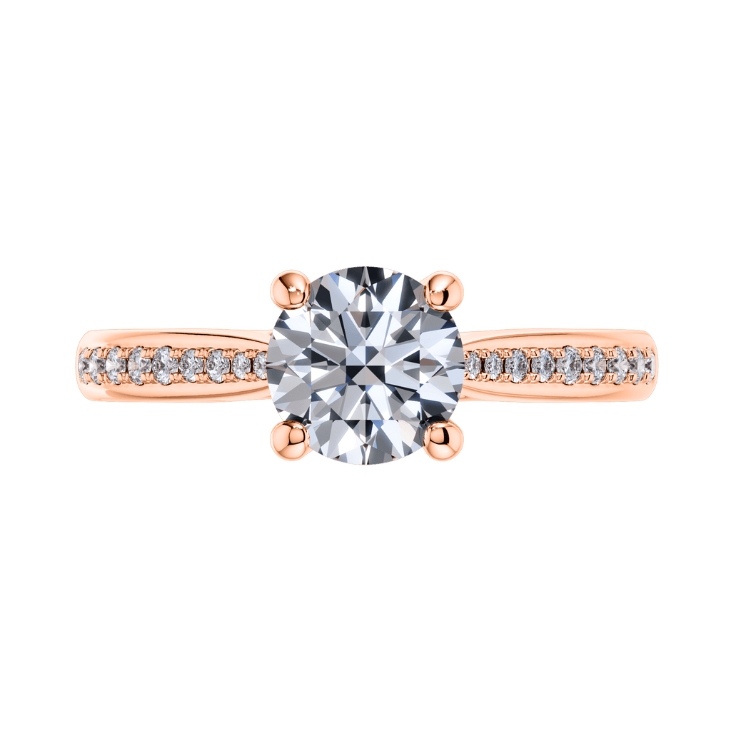 4 Claw 18ct Rose Gold Round Brilliant Diamond Engagement Ring Mount.